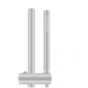 Aqua Round Brushed Nickel Stainless Steel Rail with Handheld Shower, Fixed Wall Connector Set